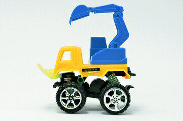 Toy construction truck isolated on white background