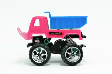Fototapeta na wymiar Toy construction truck isolated on white background
