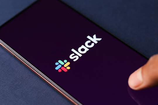 Assam, India - September 18, 2020 : Slack Logo On Phone Screen Stock Image.