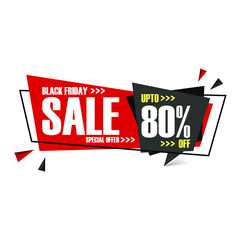 Black Friday. Special promotion offer. upto 80% off, price reduction. Black Friday guaranteed sale sticker, badge or label. Marketing vector illustration. Today discount clearance