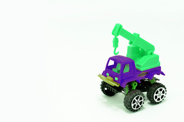 Toy construction truck isolated on white background