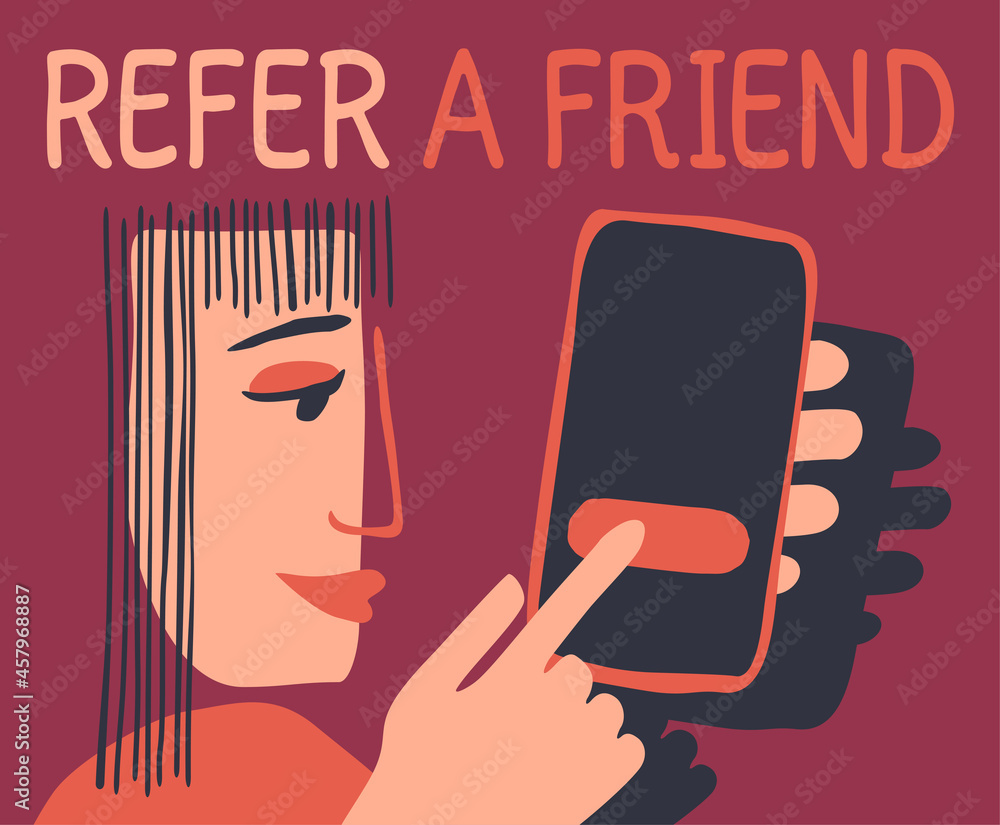 Poster referral program abstract banner in simplified style