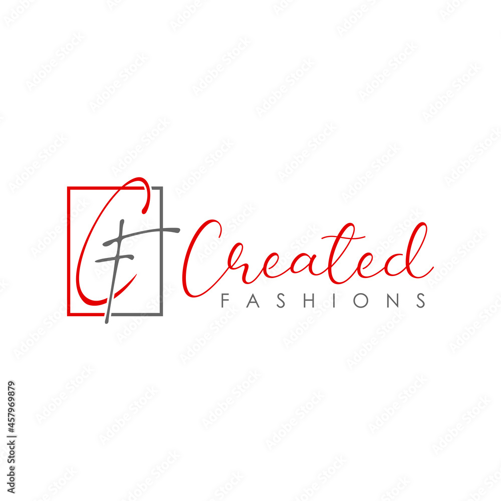 Poster simple letter or word cf script font in connected image graphic icon logo design abstract concept ve