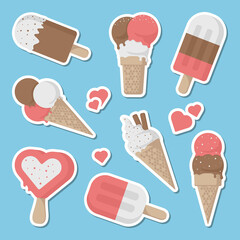 Set Of Flat Ice Cream Collection