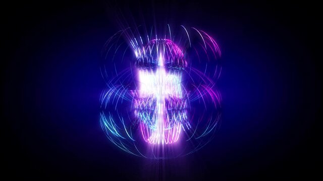 Abstract background shiny futuristic openwork geometry object transforms rotating loop