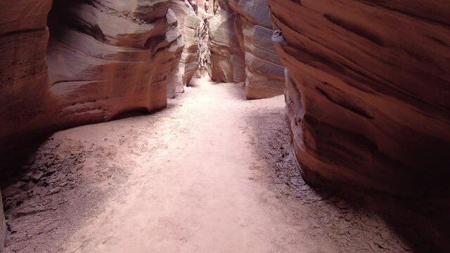 Panning Up from Trail To Sky In Buck Skin Gulch in southern Utah