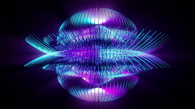 Abstract background shiny futuristic openwork geometry object transforms rotating loop