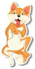A sticker template of dog cartoon character