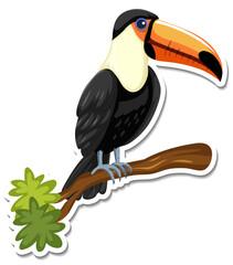 A sticker template of toucan cartoon character