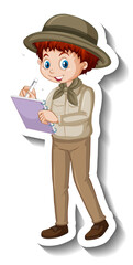 A sticker template of boy cartoon character