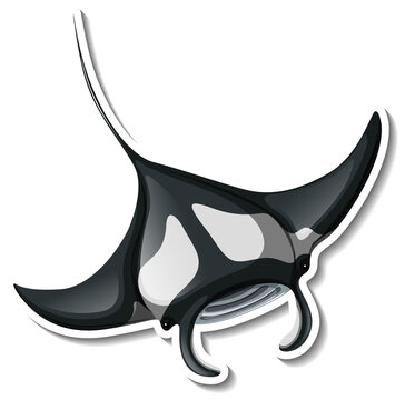 A sticker template of manta ray cartoon character