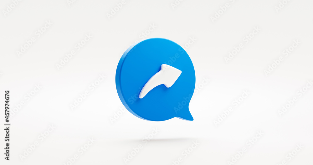Aufkleber blue reply icon symbol bubble button or forward share arrow sign and send mail flat design graphic e