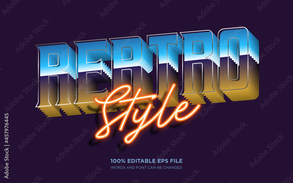 Poster retro 3d text style effect