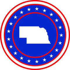 Vector illustration of Badge of the State of Nebraska in Colors of USA flag