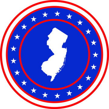 recommend clip art: Vector illustration of Badge of the State of New Jersey in Colors of USA flag