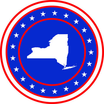 Vector illustration of Badge of the State of New York in Colors of USA flag