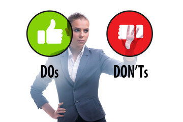 Concept of choosing between dos and donts
