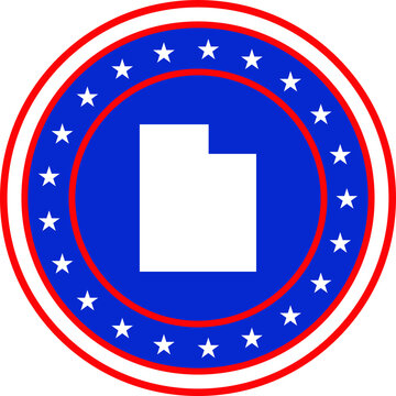 Vector illustration of Badge of the State of Utah in Colors of USA flag