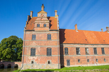 Side wing of the historic red brick castle in Rosenholm, Denmark