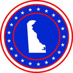 Vector illustration of Badge of the State of Delaware in Colors of USA flag