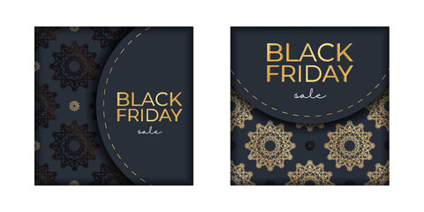 Banner Sale Black Friday Dark Blue with Luxurious Gold Ornament