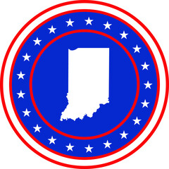 Vector illustration of Badge of the State of Indiana in Colors of USA flag