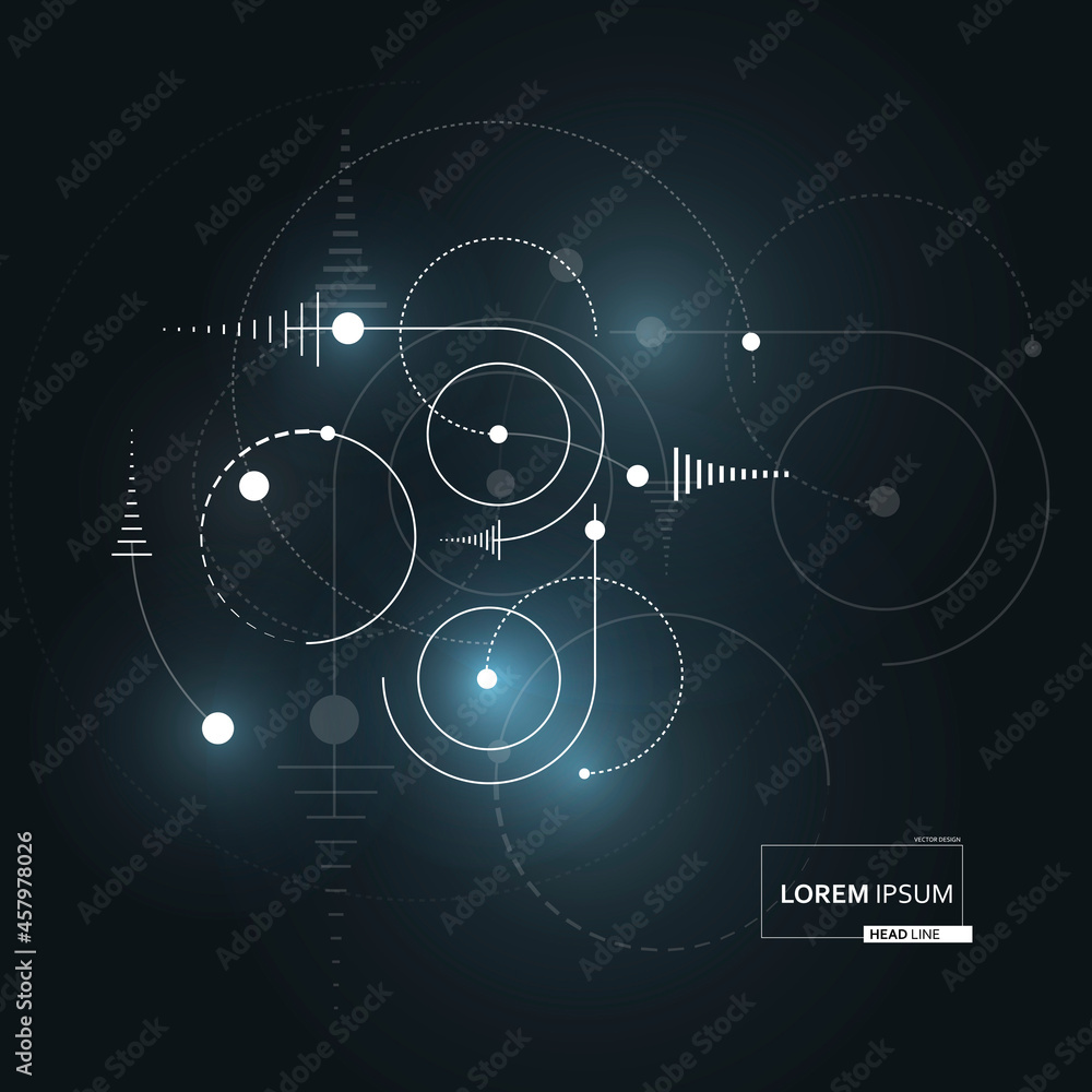 Aufkleber Abstract vector background of geometric elements circles and dotted lines. Technology design with curved circular lines