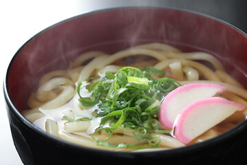 湯気の上る温かいうどん