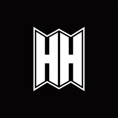 HH Logo monogram with emblem style design template