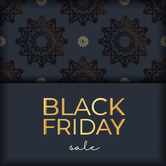 Celebratory advertising for black friday sales dark blue with a round pattern