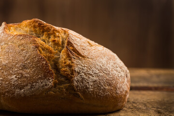 white bread over wooden background