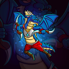 The dragon with boomerang esport logo design