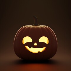 Happy Halloween background with carved pumpkin. 3d render