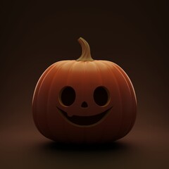 Happy Halloween background with carved pumpkin. 3d render