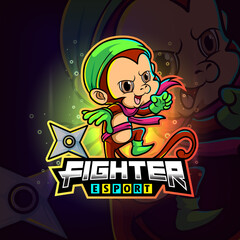 The fighter monkey esport logo design