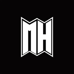 MH Logo monogram with emblem style design template