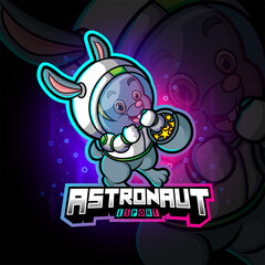 The cute astronaut rabbit esport logo design