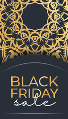 Poster Black friday dark blue with luxurious golden ornament