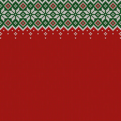 Christmas sweater background with copyspace. Vector knitted  pattern.