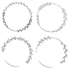 Obraz premium set floral frame vector hand draw radial style