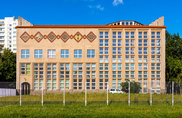 Warsaw School of Econonics library building at Niepodleglosci avenue and Pole Mokotowskie metro...