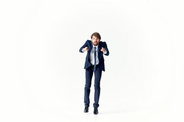 The man in a suit movement Jump office Studio