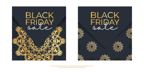 Poster Sale Black Friday Dark Blue with Vintage Golden Pattern