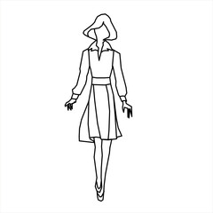 Vector design of a sketch of a charming beautiful teenage girl