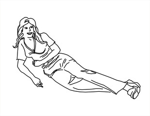 Vector design of a sketch of a woman again half lying down