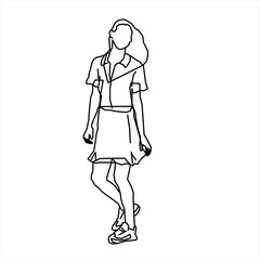 Vector design of sketch of a teenage girl posing