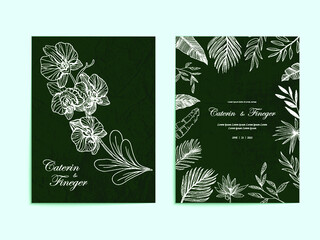 Floral wedding invitation template line grunge texture background