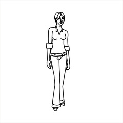 Vector design of sketch of a teenage girl wearing office clothes
