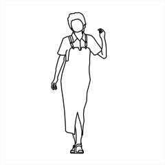 Vector design sketch of a teenage girl wearing a negligee
