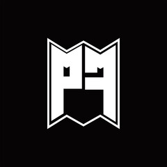 PF Logo monogram with emblem style design template